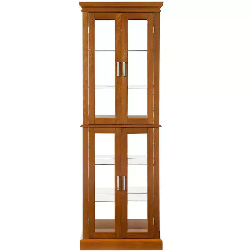 Vitrine, meuble vitrine avec 6 étagères réglables et portes en verre trempé, meuble haut pour salon, chambre à coucher