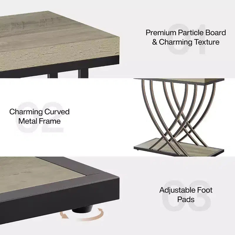 Table d'appoint, bout de canapé étroit à 2 niveaux pour salon, table de chevet industrielle avec structure en métal pour chambre, canapé, petits espaces, gris