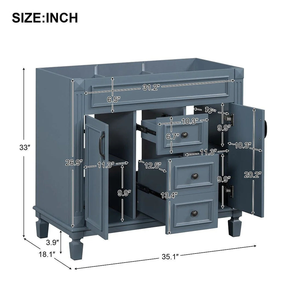 Meuble-lavabo moderne de 36 po avec vasque et armoire à miroir, 2 portes et 2 tiroirs