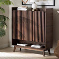 Meuble à chaussures en bois noyer style Mid-Century Modern Delaire