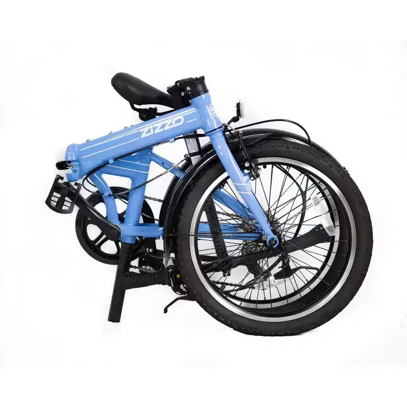 Vélo pliant ZiZZO Via 7 vitesses en aluminium 20 pouces - Bleu ciel