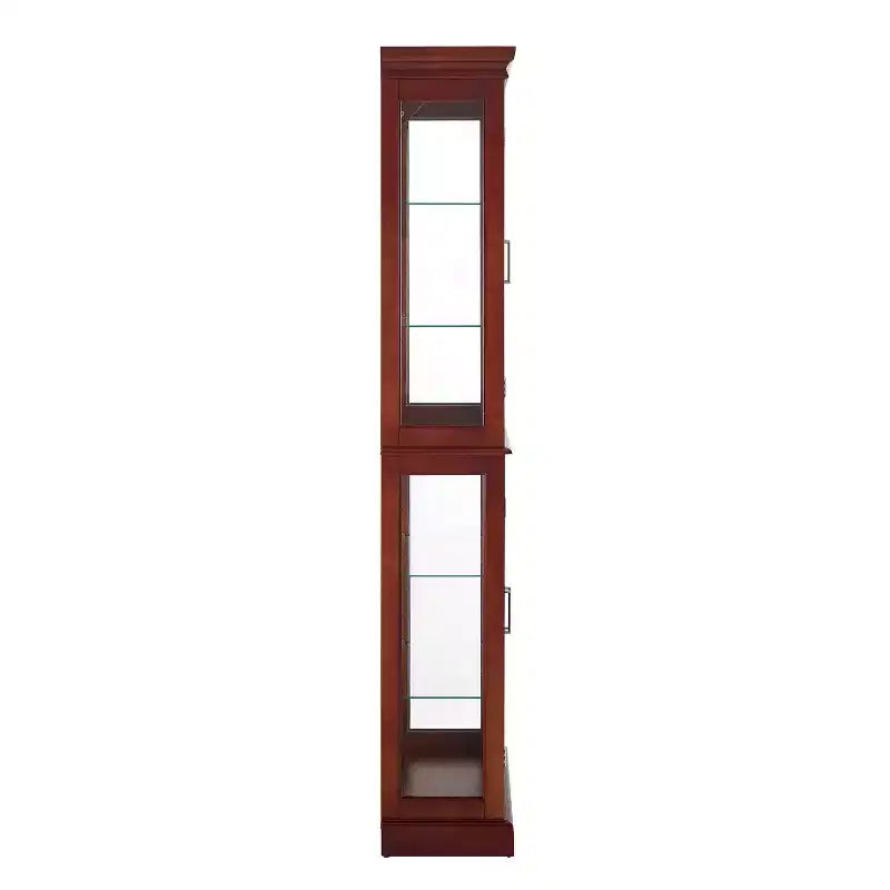 Vitrine, meuble vitrine avec 6 étagères réglables et portes en verre trempé, meuble haut pour salon, chambre à coucher