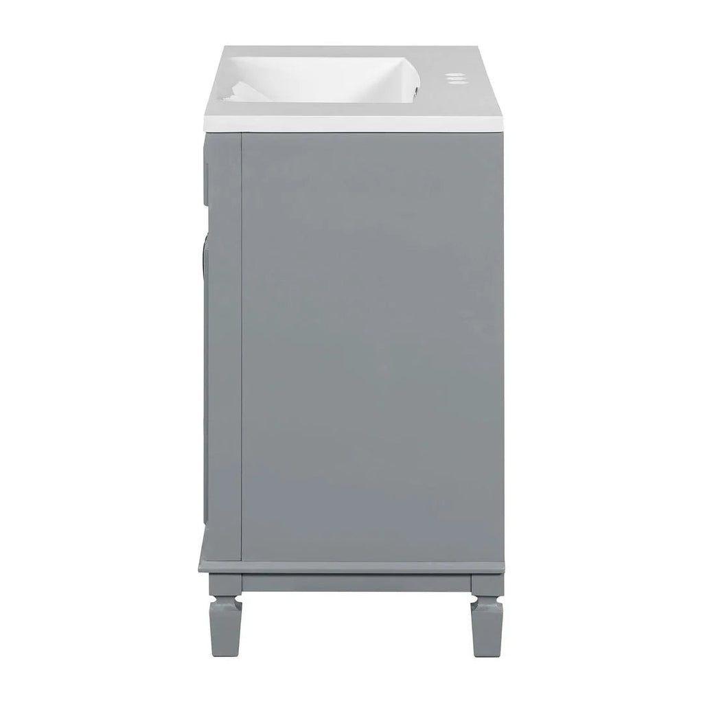 Meuble-lavabo moderne de 36 po avec vasque et armoire à miroir, 2 portes et 2 tiroirs
