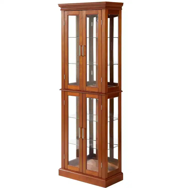 Vitrine, meuble vitrine avec 6 étagères réglables et portes en verre trempé, meuble haut pour salon, chambre à coucher