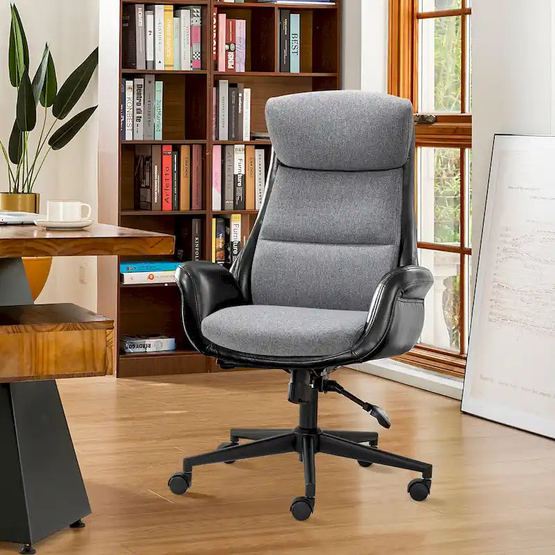 Fauteuil de bureau pivotant réglable en similicuir Glitzhome Mid-century 48 pouces