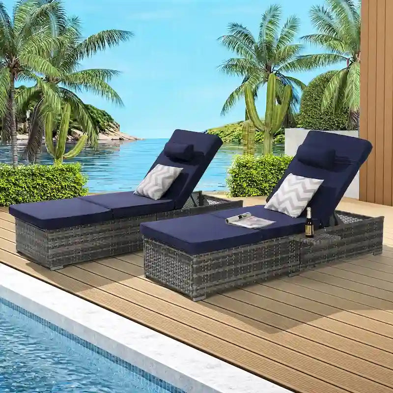 Excellent ensemble de chaises longues d'extérieur pour la relaxation et les loisirs