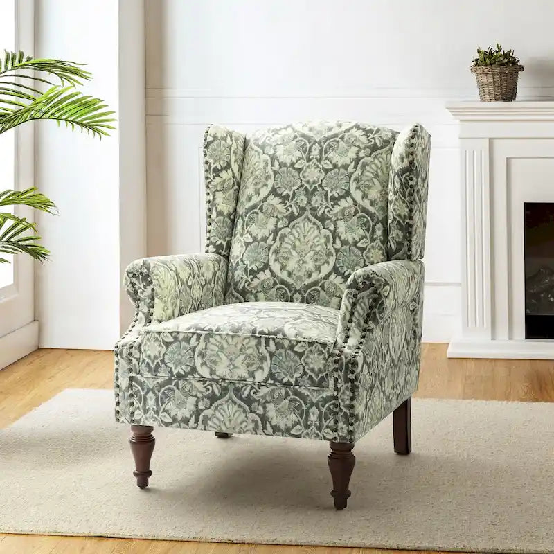 Fauteuil traditionnel à oreilles Gott avec pieds en bois massif par HULALA HOME