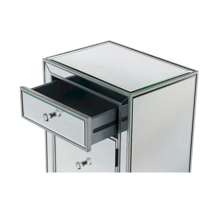 Table de chevet Reflexion Collection Rosa de 45 cm de large avec miroir et 1 tiroir