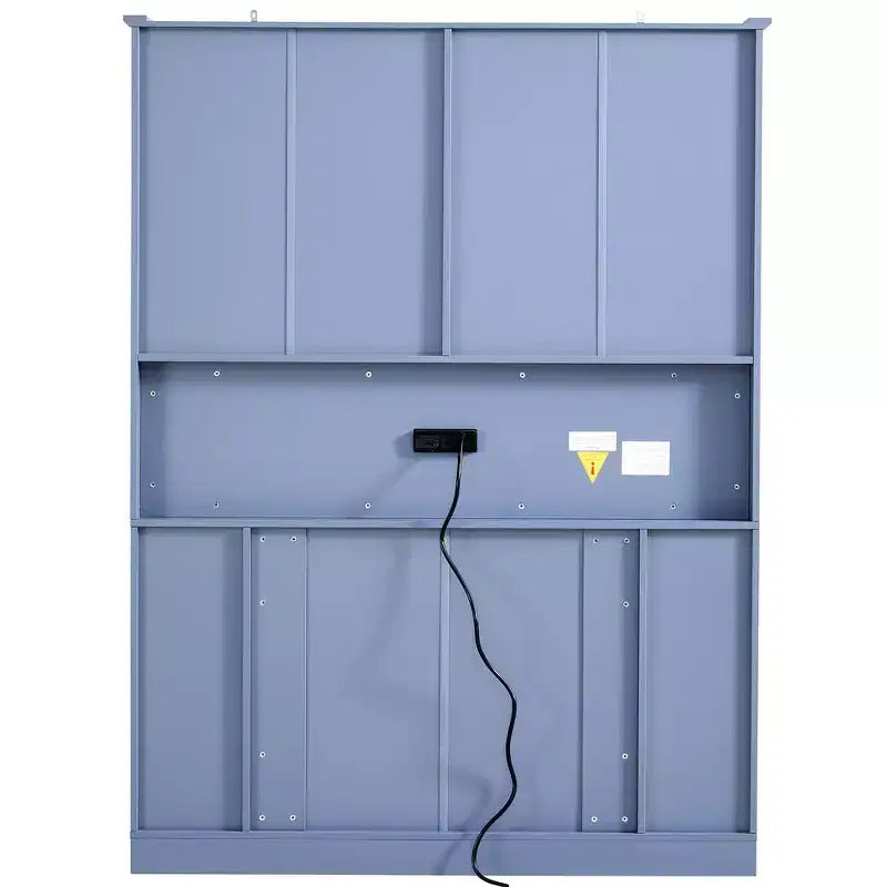 Armoire de cuisine autoportante haute Whisen 71, grand buffet de rangement pour salle à manger avec 4 portes pliantes, étagères et casiers à vin