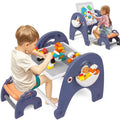 Table d'activités 4-en-1 pour enfants, table de construction avec tableau blanc magnétique, 66 grandes briques et 2 boîtes de rangement