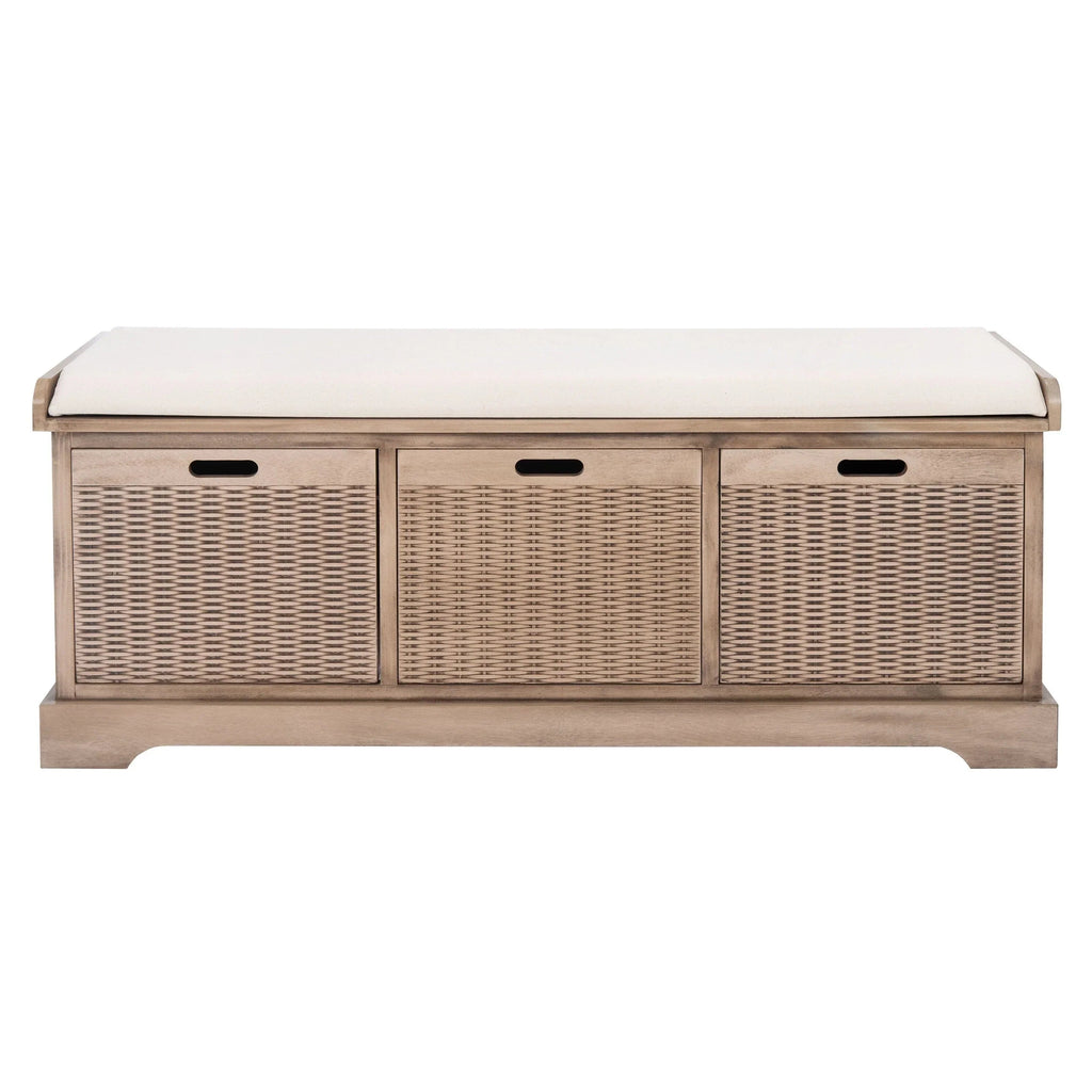 Banc de rangement SAFAVIEH Fiorello avec coussin et 3 tiroirs - 47,3 L x 15 P x 19 H - 47 L x 15 P x 19 H