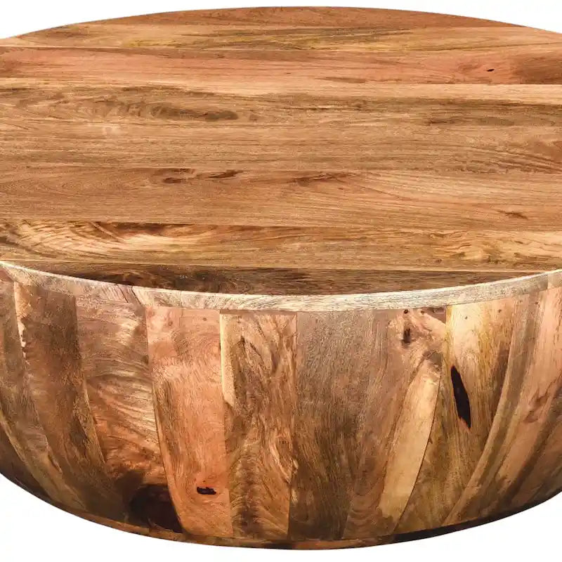 Table Basse Arthur En Bois De Mangue, Forme Ronde, Marron Foncé