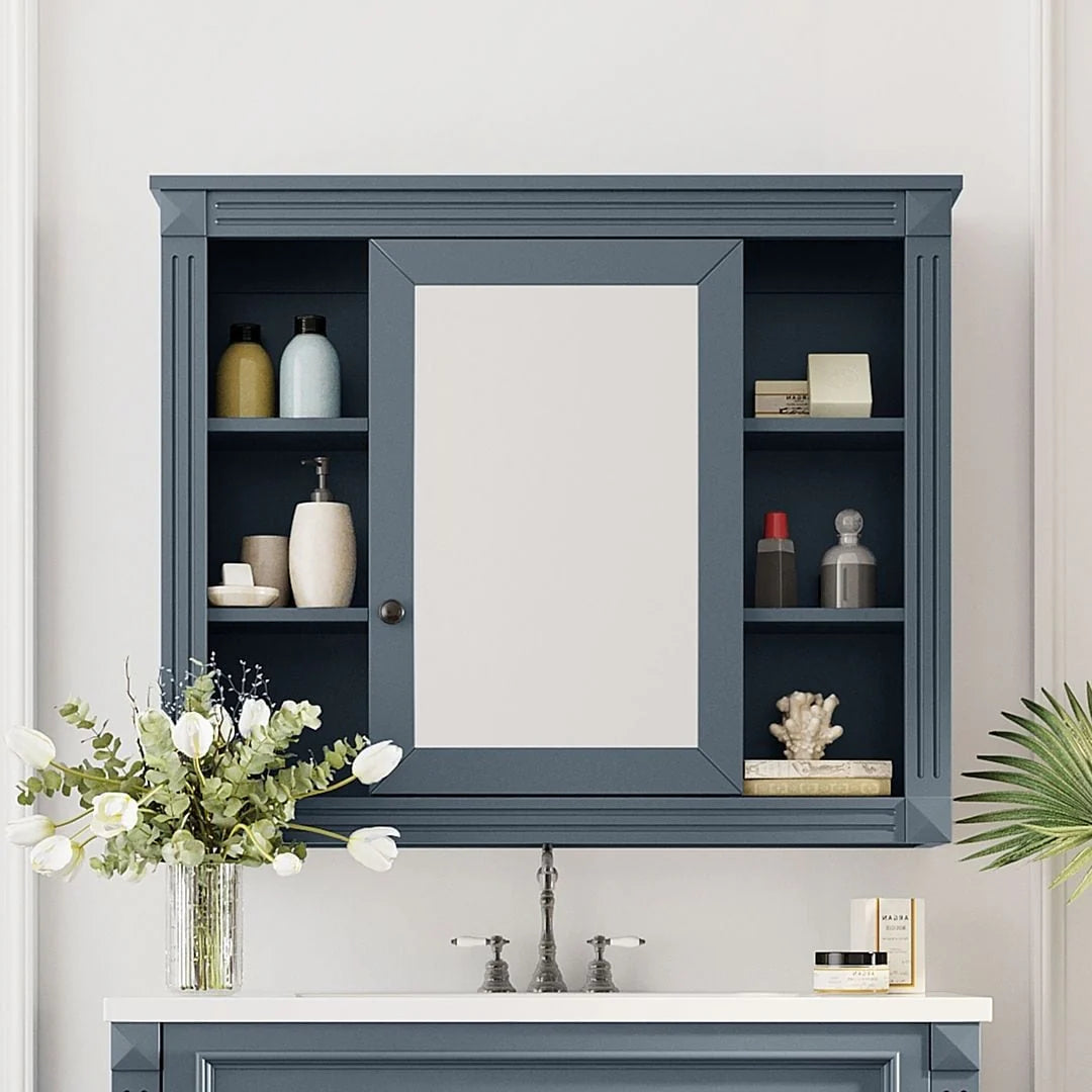 Meuble-lavabo moderne de 36 po avec vasque et armoire à miroir, 2 portes et 2 tiroirs