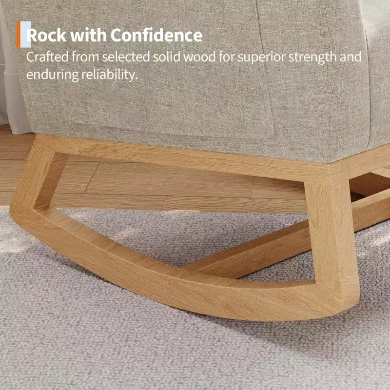 Fauteuil à bascule moderne avec oreiller et poches latérales, pour salon, chambre à coucher
