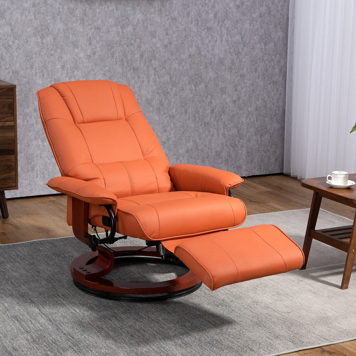 Fauteuil inclinable HomCom en similicuir avec base pivotante manuelle réglable et repose-pieds confortable et relaxant