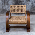 Fauteuil d'appoint bohème en fibres de bananier tressées naturelles