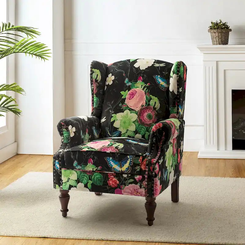 Fauteuil traditionnel à oreilles Gott avec pieds en bois massif par HULALA HOME