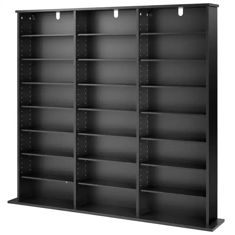 Meuble de rangement pour médias VEVOR, étagère DVD à 8 niveaux, organisateur de rangement multimédia 142 x 22 x 130 cm pour CD, DVD, livres et jeux, noir