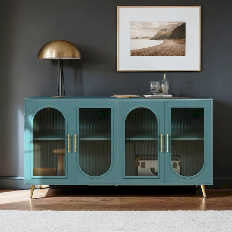 Meuble TV pour téléviseur de 65 pouces et plus, meuble TV en bois avec placard de rangement et étagères réglables, console multimédia pour salon ou chambre