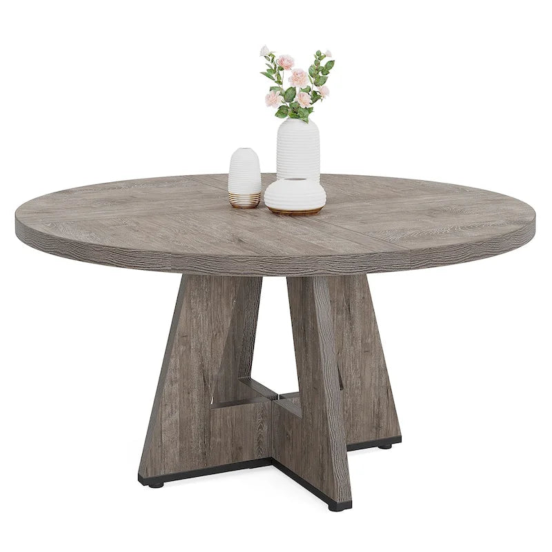 Table de salle à manger ronde de 47 pouces pour 4 personnes, table de ferme en bois pour cuisine, salle à manger et salon