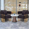 Lot de 2 fauteuils d'appoint modernes rembourrés avec pieds en métal doré pour salon, chambre ou bureau