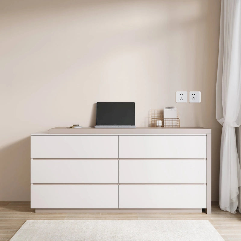 97.63 Bureau commode moderne extensible pour bureau à domicile avec 6 tiroirs