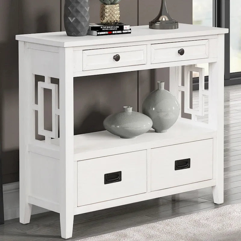 Console avec 4 tiroirs et une étagère de rangement