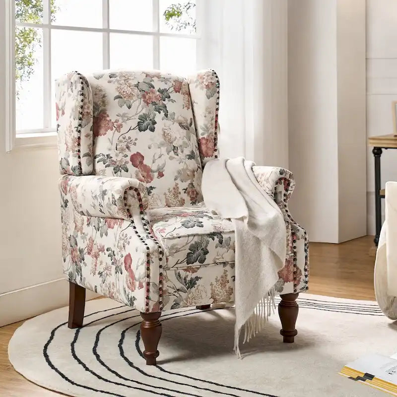 Fauteuil traditionnel à oreilles Gott avec pieds en bois massif par HULALA HOME