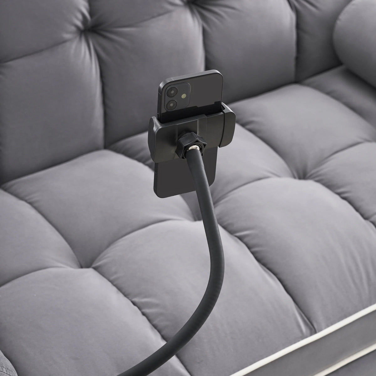 Canapé convertible 2 places en velours 55 avec lit gigogne, dossier inclinable, poches latérales et support de téléphone