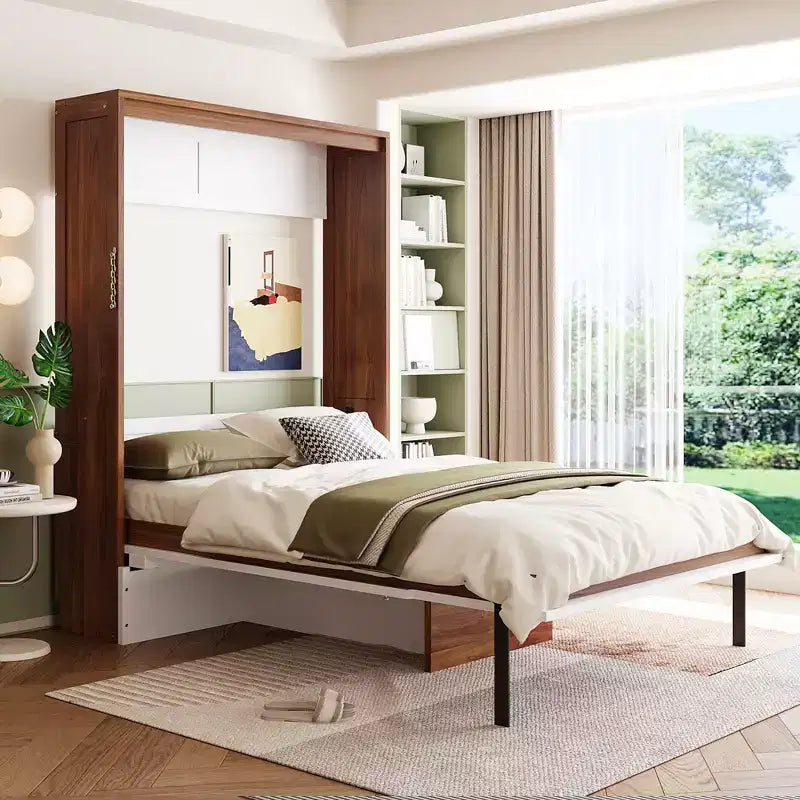 Lit escamotable pleine grandeur, lit mural en bois pleine armoire avec bureau pliable, lit mural pliant pour chambre d'amis/bureau
