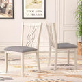 Chaises de salle à manger rustiques en bois VECELO, chaises de cuisine en bois d'hévéa avec siège rembourré et dossier creux élégant, gris
