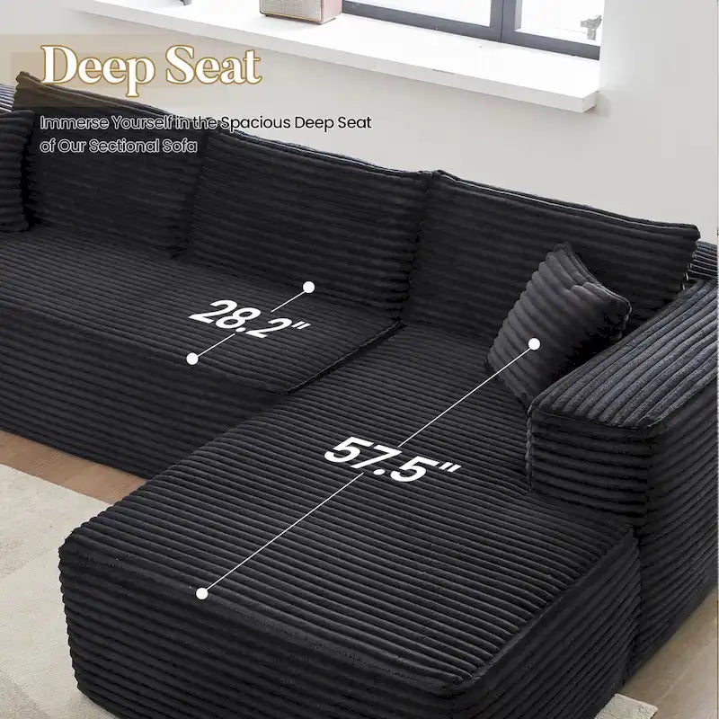 Canapé méridienne moderne rembourré avec coussins pour salon