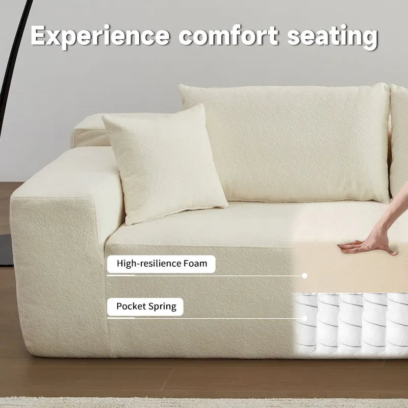 Canapé méridienne moderne rembourré avec coussins pour salon