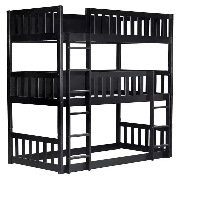 Lit superposé triple pour enfants, lit superposé trois places détachable avec échelle et barrière de sécurité, se sépare en 3 lits