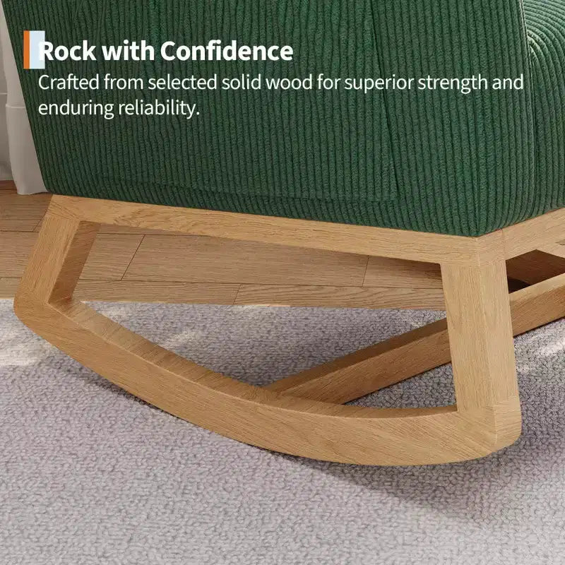 Fauteuil à bascule moderne avec oreiller et poches latérales, pour salon, chambre à coucher