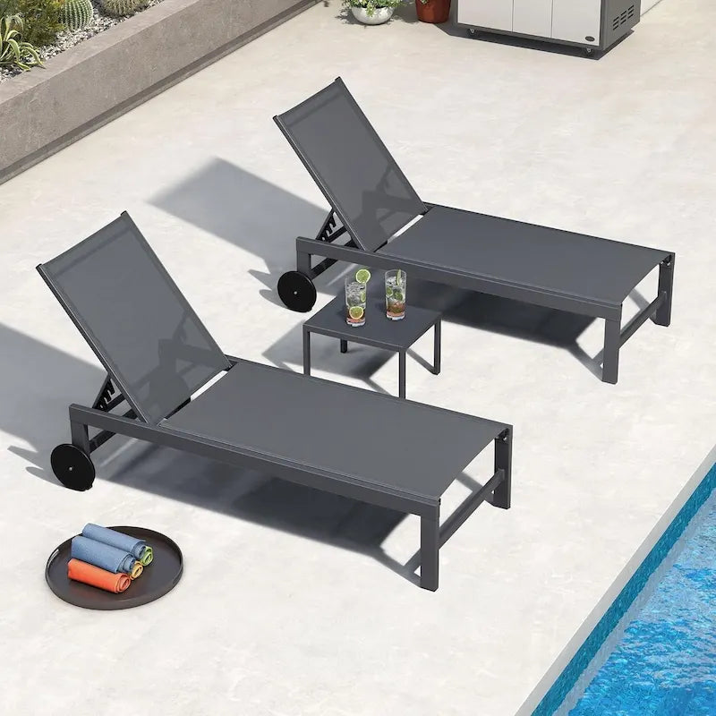 PURPLE LEAF Ensemble de 2 chaises longues de jardin, transats d'extérieur avec cadre en aluminium