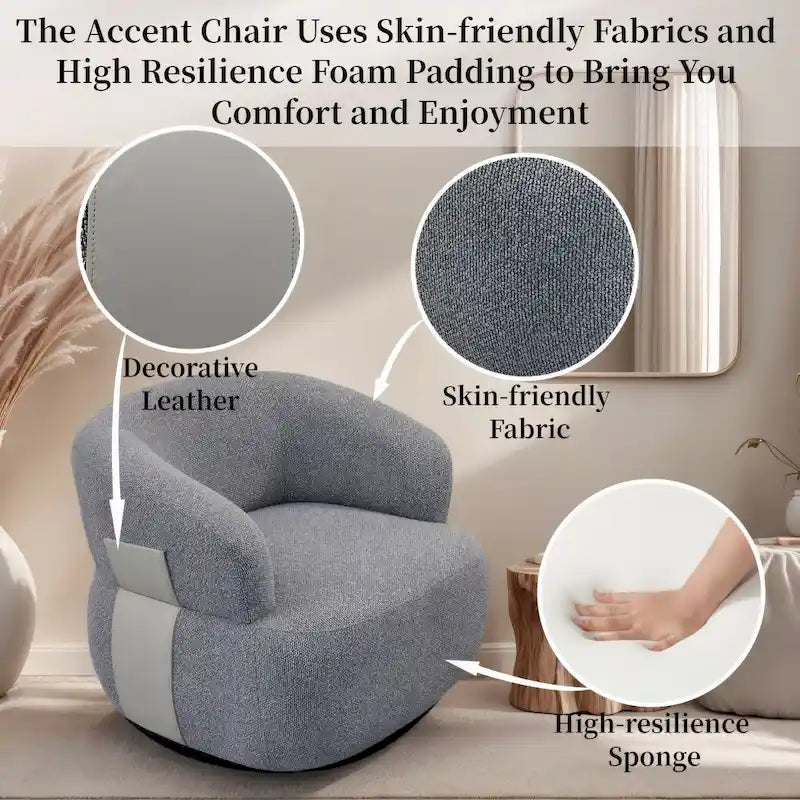 Fauteuil moderne Kieon 33W 360 pivotant en forme de tonneau - Lot de 2