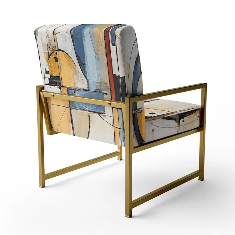 Fauteuil d'appoint rembourré et fauteuil moderne du milieu du siècle Designart Colorful Mid Century Abstract Fusion I