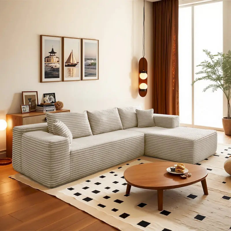 Canapé méridienne moderne rembourré avec coussins pour salon