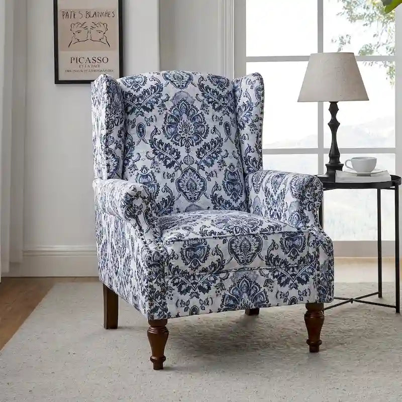 Fauteuil traditionnel à oreilles Gott avec pieds en bois massif par HULALA HOME