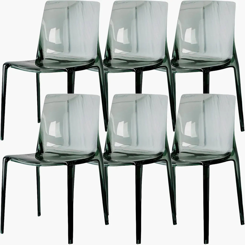 Chaise de salle à manger sans accoudoirs à dossier bas en acrylique ambre