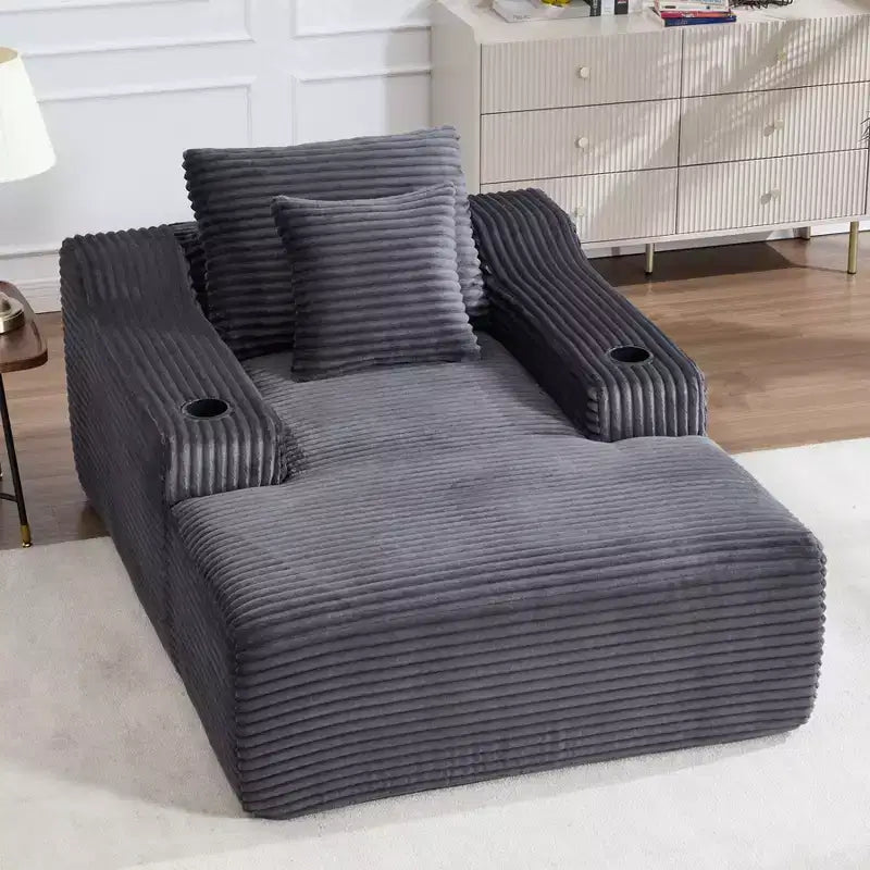 Chaise longue de 170 cm, canapé-lit d'intérieur avec 2 coussins, canapé monoplace sans structure pour salon, aucun assemblage requis