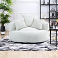 Fauteuil d'appoint rond surdimensionné avec haut dossier enveloppant, revêtement en chenille et 3 coussins