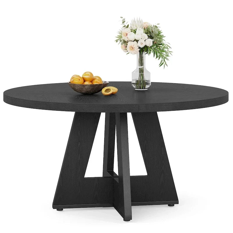 Table de salle à manger ronde de 47 pouces pour 4 personnes, table de ferme en bois pour cuisine, salle à manger et salon