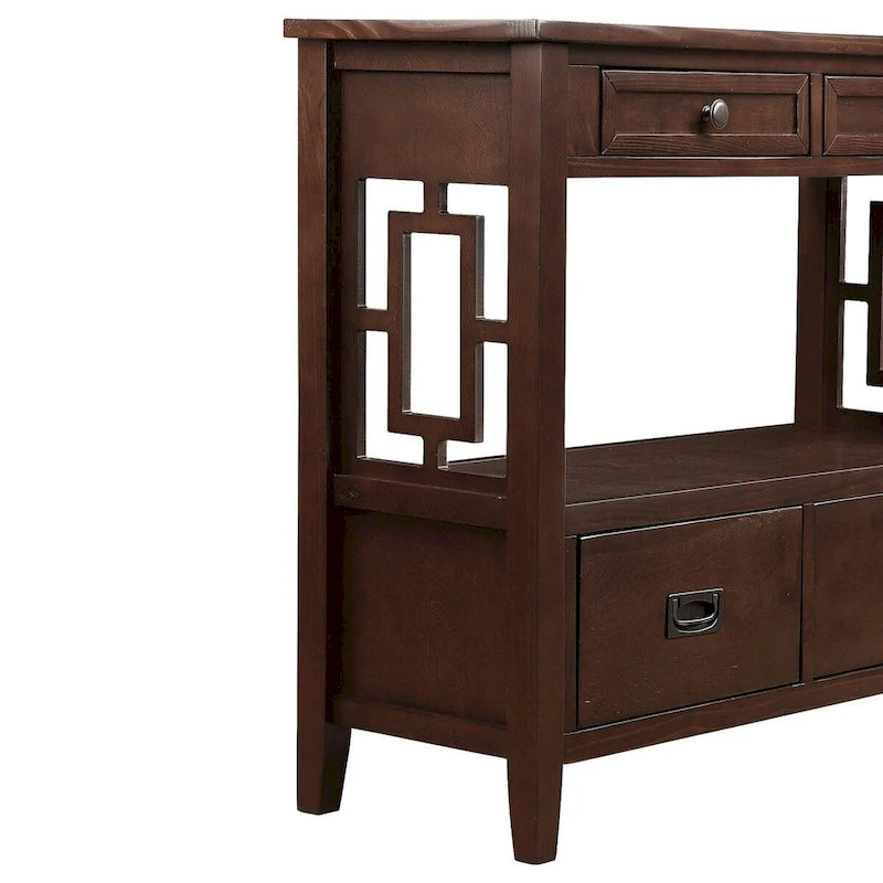 Console avec 4 tiroirs et une étagère de rangement