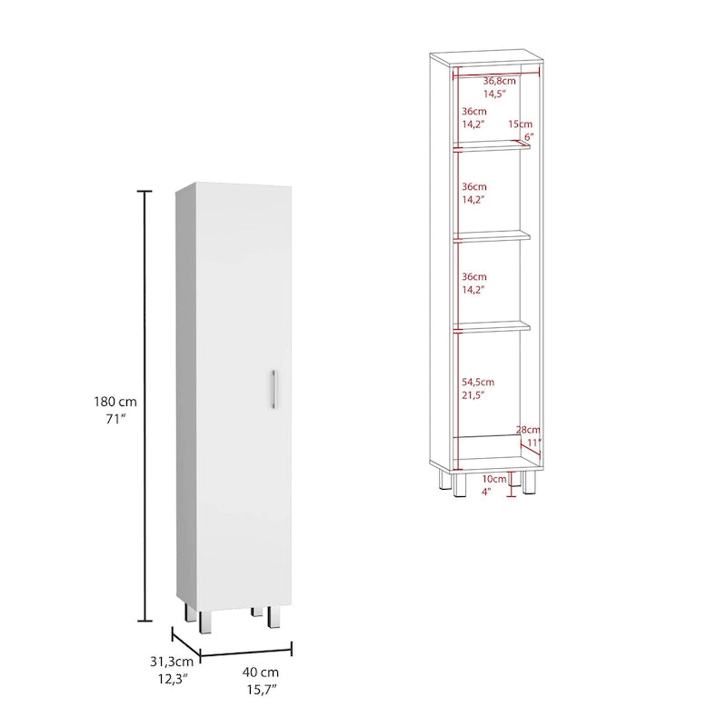 Vintro 71 Meuble de rangement haut 5 étagères Armoire de balais - N/A