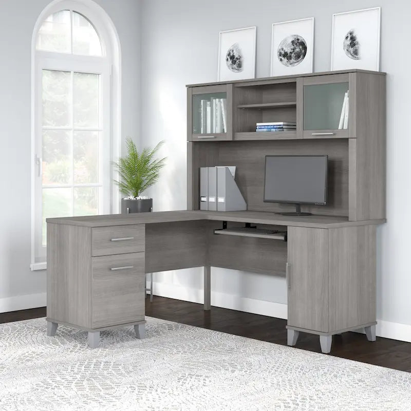 Bureau d'angle en L 60" Bush Furniture Somerset avec huche de rangement