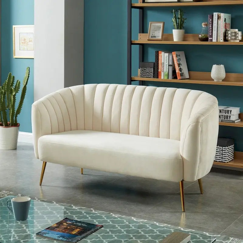 Canapé deux places capitonné en microfibre de velours contemporain Albany par Silver Orchid