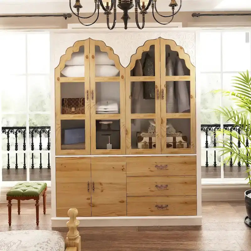 Ensemble de deux armoires Grand Closet d'inspiration vintage avec accents en métal