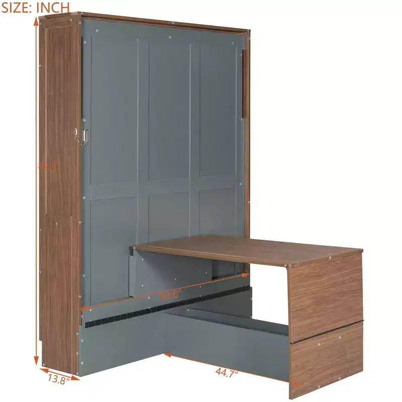 Lit escamotable pleine grandeur, lit mural en bois pleine armoire avec bureau pliable, lit mural pliant pour chambre d'amis/bureau